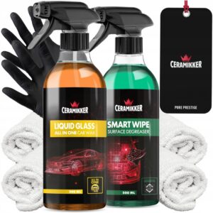 Wosk Samochodowy na Mokro LIQUID GLASS + Odtłuszczacz do Lakieru SMART WIPE